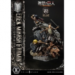 Attack on Titan Ultimate Premium Masterline Estatua Eren, Mikasa, & Armin Deluxe Bonus Version 72 cm