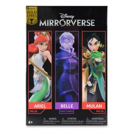 Disney Mirrorverse Figuras Princess Pack Mulan, Belle (Fractured) & Arielle (Gold Label) 13 - 18 cm