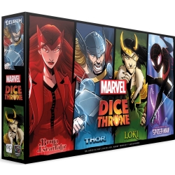 Juego de dados Marvel Dice Throne Bruja Escarlata, Thor, Loki, Miles Morales de Delirium Games