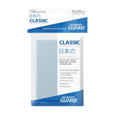 Ultimate Guard Classic Soft Sleeves Fundas de Cartas Tamaño (Japonés) Transparente (100)
