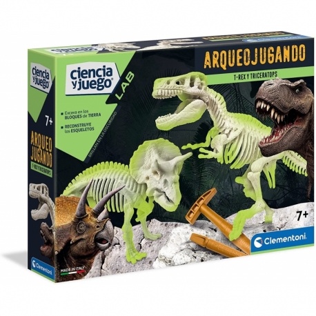 Archeoplaying 2 in 1 T-Rex and Fluorescent Triceratops