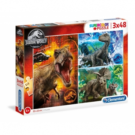 Puzzle 3X48 Pzas Supercolor Jurassic World