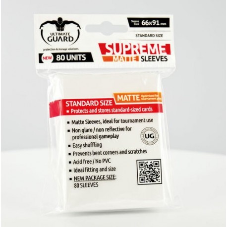 Ultimate Guard Supreme Sleeves Standard Size Matte White (80)
