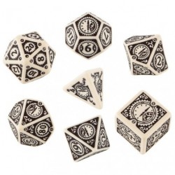 Qw Beige-Brown Steampunk Clockwork Dice Set (7)