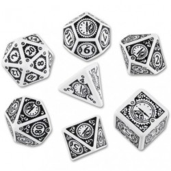 Qw White-Black Steampunk Clockwork Dice Set (7)