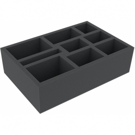 IJMFLQ050BO 219 mm x 146 mm x 50 mm foam tray for board games with 9 compartments