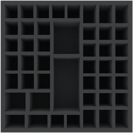 BSMFLP075BO 290 mm x 290 mm x 75 mm foam tray for board games with 46 compartments