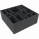 AWMFLJ100BO 280 mm x 280 mm x 100 mm bandeja de espuma para juegos de mesa - 19 compartimentos
