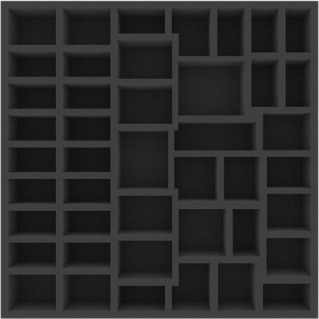 BXMFLZ045BO 312 mm x 312 mm x 45 mm foam tray for board games with 44 compartments