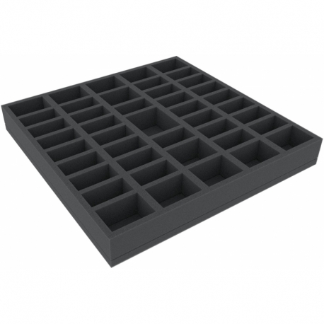 BXMFJP040BO 312 mm x 312 mm x 40 mm foam tray for board games with 43 compartments