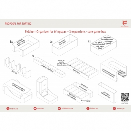 Feldherr Organizer Insert para Wingspan + Europe + Asia + Oceania - caja de juego principal