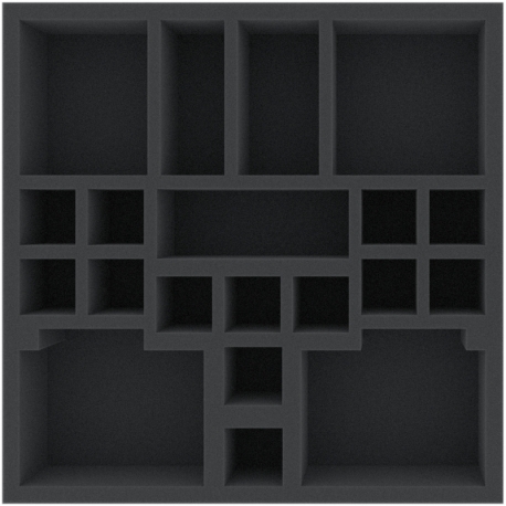 HUMFJF055BO 258 mm x 258 mm x 55 mm foam tray for board games with 20 compartments