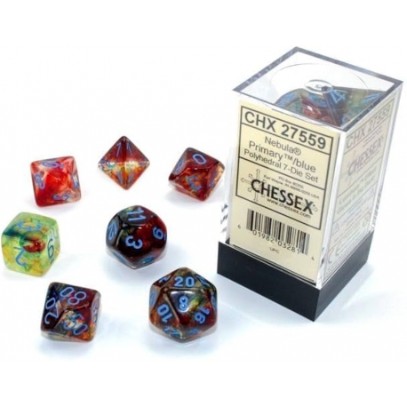 Chessex 7 Die Sets - Nebula TM Primary/blue Luminary 7-Die Set