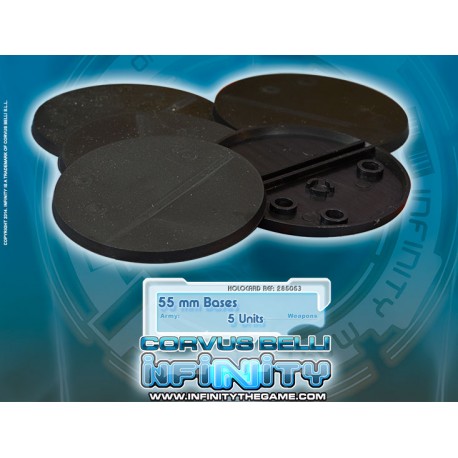Blister con 5 peanas de 55mm para miniaturas Infinity