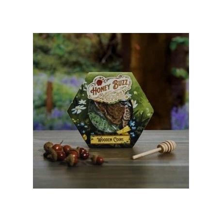 Wooden coins for the Honey Buzz board game by Maldito Games