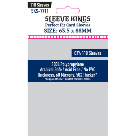 [7711] Perfect Fit Internal(Inner) Card Sleeves (63.5x88mm) - 110 Pack - 60 Microns from Sleeve Kings