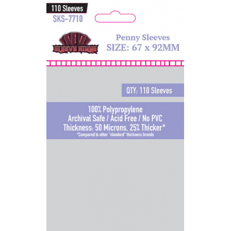 [7710] Penny Card Game Card Sleeves (67 X 92) - 110 Pack - 50 Microns from Sleeve Kings