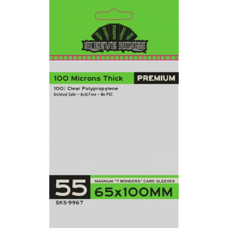[9967] Magnum 7 Wonders Card Sleeves (65X100mm) - 55 Pack - 100 Microns from Sleeve Kings