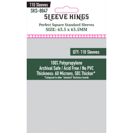 [8847] Perfect Square Standard Sleeves (63.5x63.5mm) 110 Pack - 60 Microns from Sleeve Kings
