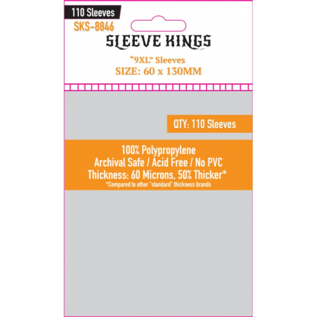 [8846] 9XL Game Card Sleeves (60x130mm) 110 Pack - 60 Microns from Sleeve Kings