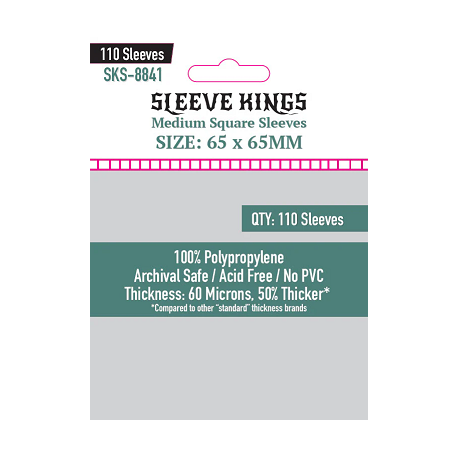 [8841] Medium Square Card Sleeves (65x65mm) 110 Pack - 60 Microns from Sleeve Kings