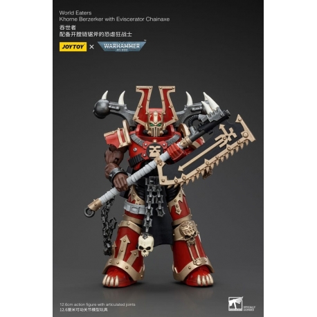 Warhammer 40k Action Figure 1/18 World Eaters Khorne Berzerker with Eviscerator Chainaxe 13 cm