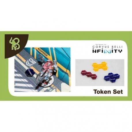 Human Sphere tokens, a set of 11 hexagonal tokens in 3 different colors with all new abilites and conditions.