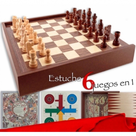 6 Games in 1: Parcheesi, Goose, Chess, Ladder, Checkers and Backgammon