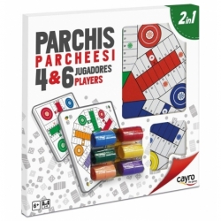 Tablero Parchís Madera 4-6 Jugadores Con Accesorios 40X40 Cm