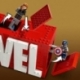 Lego Marvel Logo and Minifigures