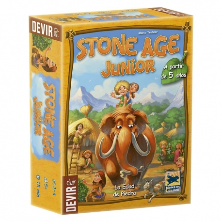 In My First Stone Age, a children's version of the Stone Age family game, the players collect goods and build their own settleme