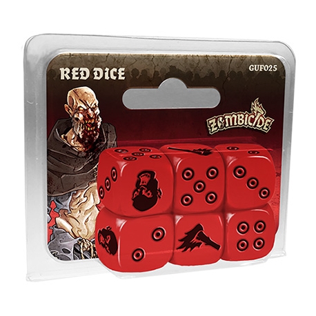 Pack de dados de color rojo específicos para poder jugar al juego de mesa de Zombies Zombicide Black Plague