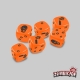 Pack de 6 dados de color naranja especiales para poder jugar al juego de mesa cooperativo Zombicide