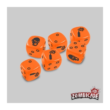 Pack with 6 special orange dices to play cooperative board game Zombicide