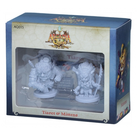 Arcadia Quest: Tiaret and Mittens expansion and basic game miniatures