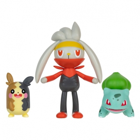 Pokémon Battle Figure Set 3-Pack Morpeko (Full-Belly Mode), Bulbasaur 1, Raboot 5 cm
