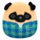 Squishmallows Plush Figure Brown Pug in Green and Blue Flannel Shirt Prince 30 cm