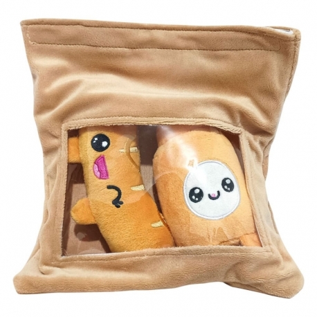 Pakc de 2 peluches Yummis Together Sausage & Mustard in Take Away Bag 21 cm