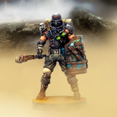 V Reich Punkapocalyptic Übersoldat (mace and shield) from Bad Roll Games