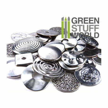 Set abalorios DISCOS Plata Grandes 85 gr.