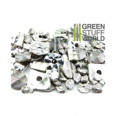 Set of small silver disc beads, 85 gr.
