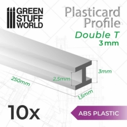 Plasticard Double-T profile 3 mm