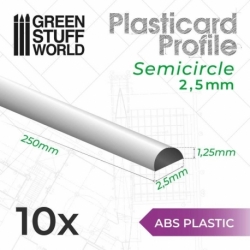 Plasticard SEMI-CIRCLE profile 2.5 mm