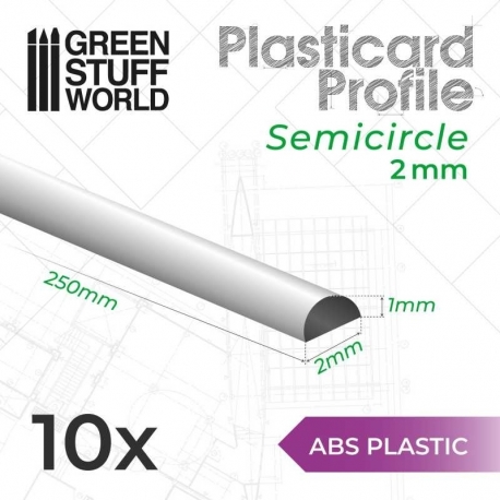 Plasticard SEMI-CIRCLE profile 2 mm