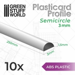 Plasticard SEMI-CIRCLE profile 3 mm