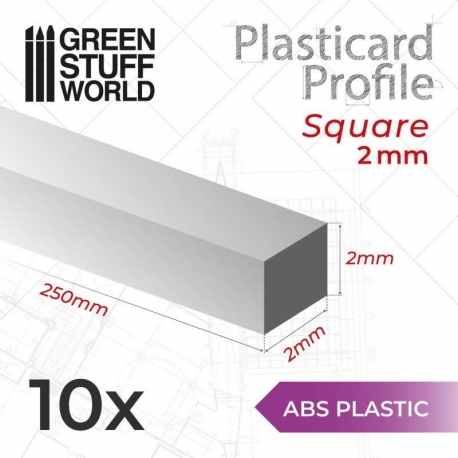 Plasticard Profile SQUARE BAR 2 mm