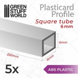 Perfil Plasticard TUBO CUADRADO 6mm