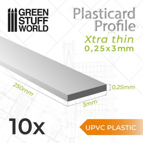 Plasticard uPVC Profile - Ultra Fine 0.25mm x 3mm