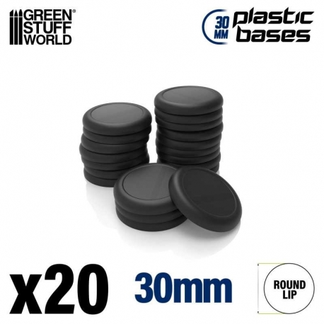 Plastic Bases - Round with Lip 30 mm BLACK