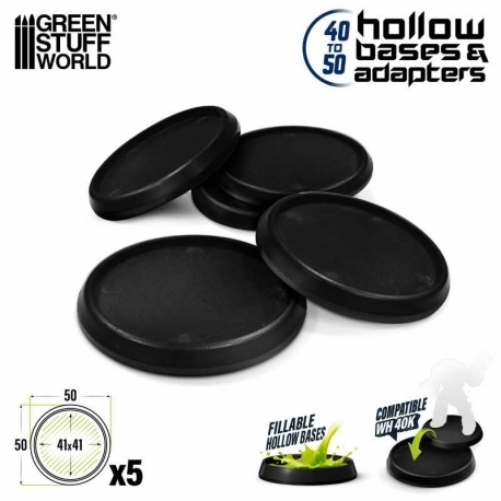 Plastic bases with hollow - Round 50mm BLACK